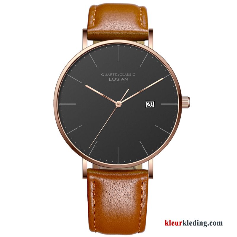 Horloge Heren Waterdicht 2019 Nieuw Trend Casual Student Eenvoudig Wit Gouden