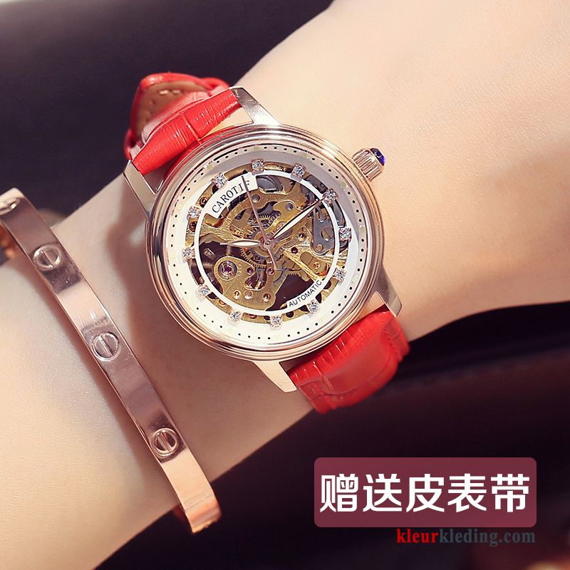 Horloge Kant Waterdicht Dames Student Mode Trend Automatisch Echte Gouden