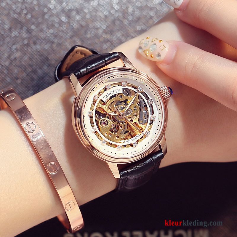 Horloge Kant Waterdicht Dames Student Mode Trend Automatisch Echte Gouden