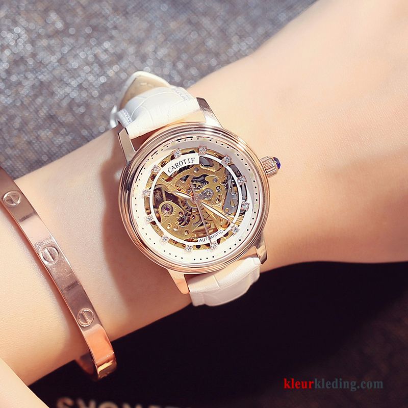Horloge Kant Waterdicht Dames Student Mode Trend Automatisch Echte Gouden