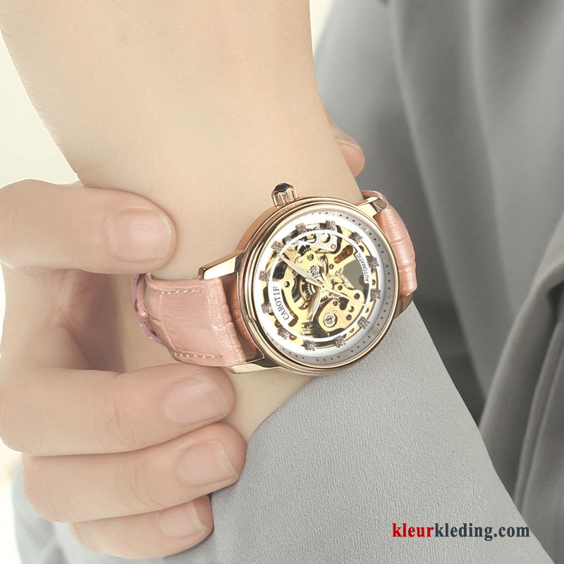 Horloge Kant Waterdicht Dames Student Mode Trend Automatisch Echte Gouden