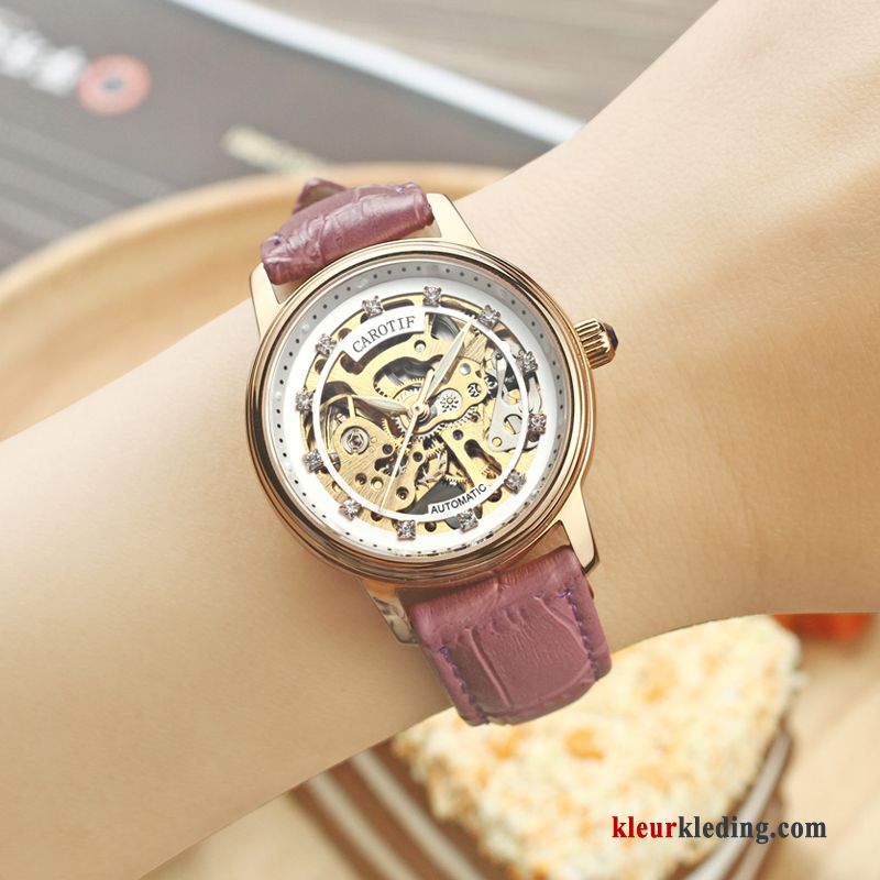 Horloge Kant Waterdicht Dames Student Mode Trend Automatisch Echte Gouden