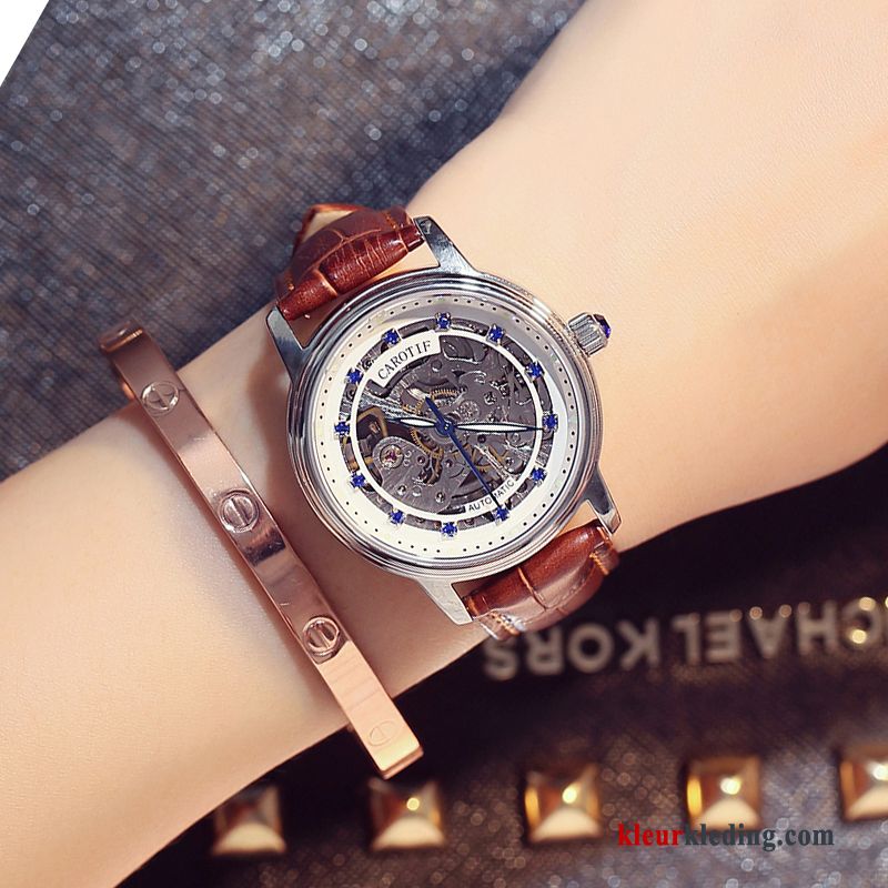 Horloge Kant Waterdicht Dames Student Mode Trend Automatisch Echte Gouden