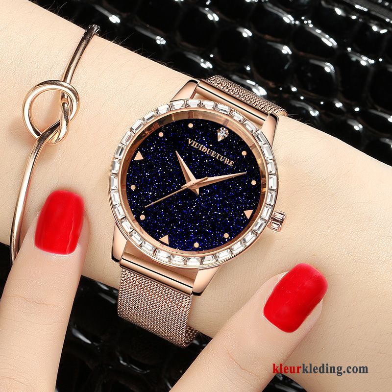 Horloge Mesh Waterdicht Trend Dames Sterrenhemel Elegante Groen Rood