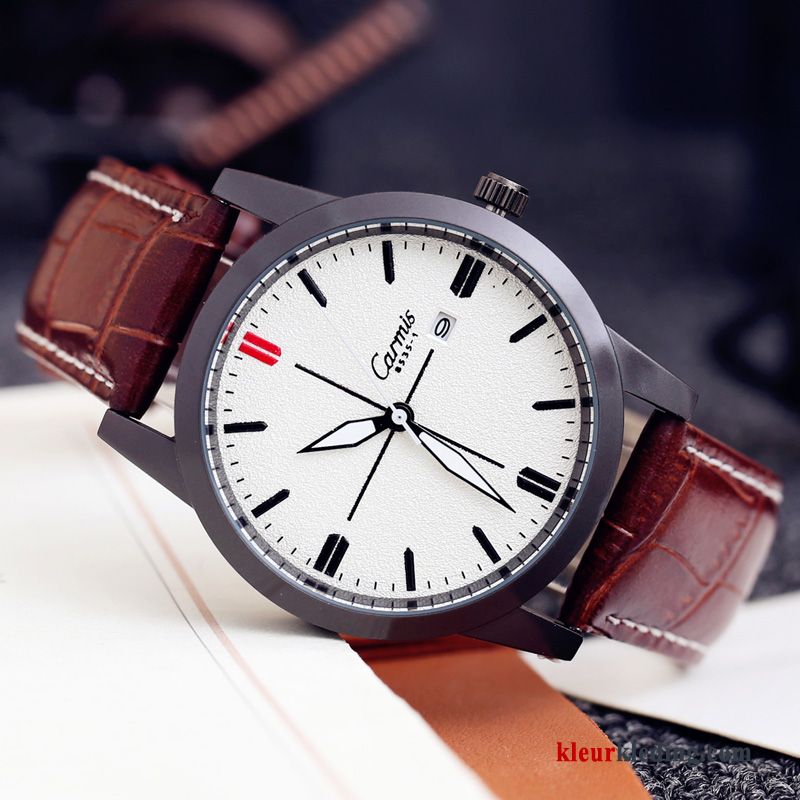 Horloge Mode Eenvoudig Trend Vintage Sport Waterdicht Echt Leer Heren Zwart