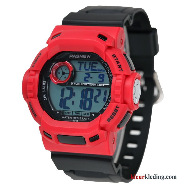 Horloge Sport Heren De Middelbare School Outdoor Waterdicht Student Rood