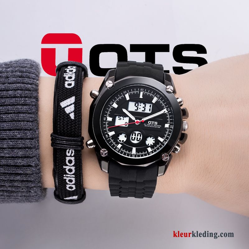 Horloge Sport Tiener Trend Outdoor Heren Lichtende Nachtwolken Waterdicht Student Oranje