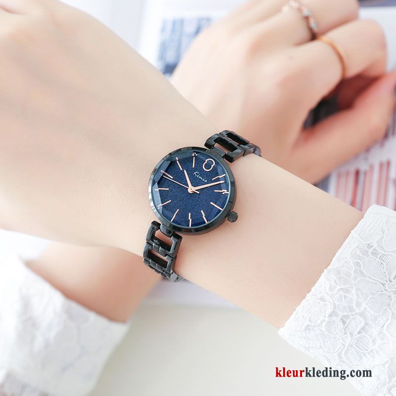 Horloge Trend Eenvoudig Groen Dames Student Mode Quartz Horloge Gouden Beige