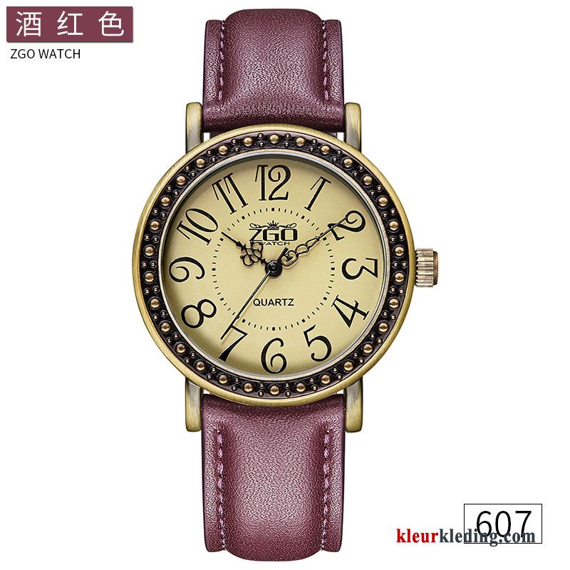 Horloge Vintage Casual Dames Student Waterdicht Trend Kunst Rood