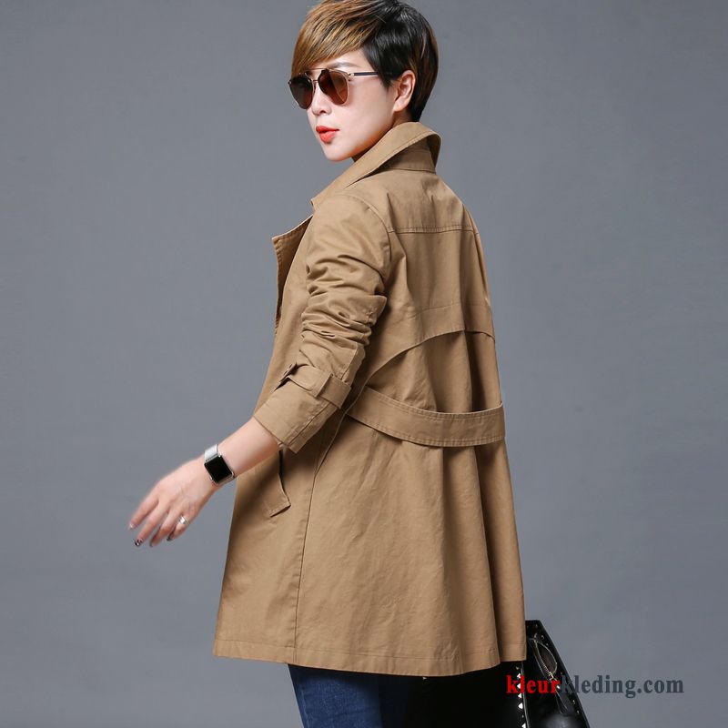 Jack Trenchcoat Herfst Losse Khaki Blauw Voorjaar Lang Jas Dames