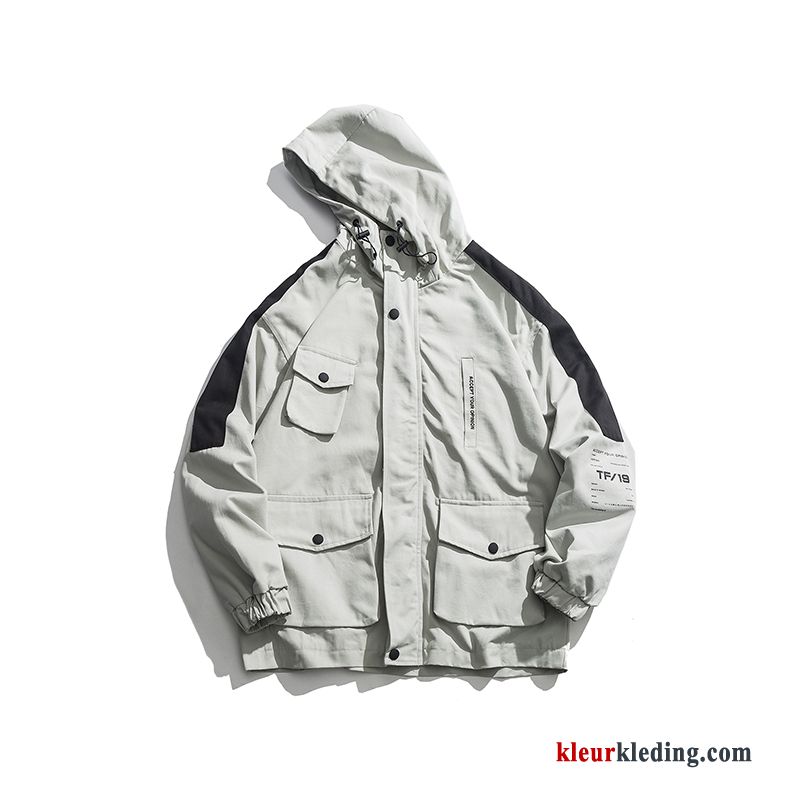 Jas Trenchcoat Jack Mannelijk Hoodie Student Grijs Heren