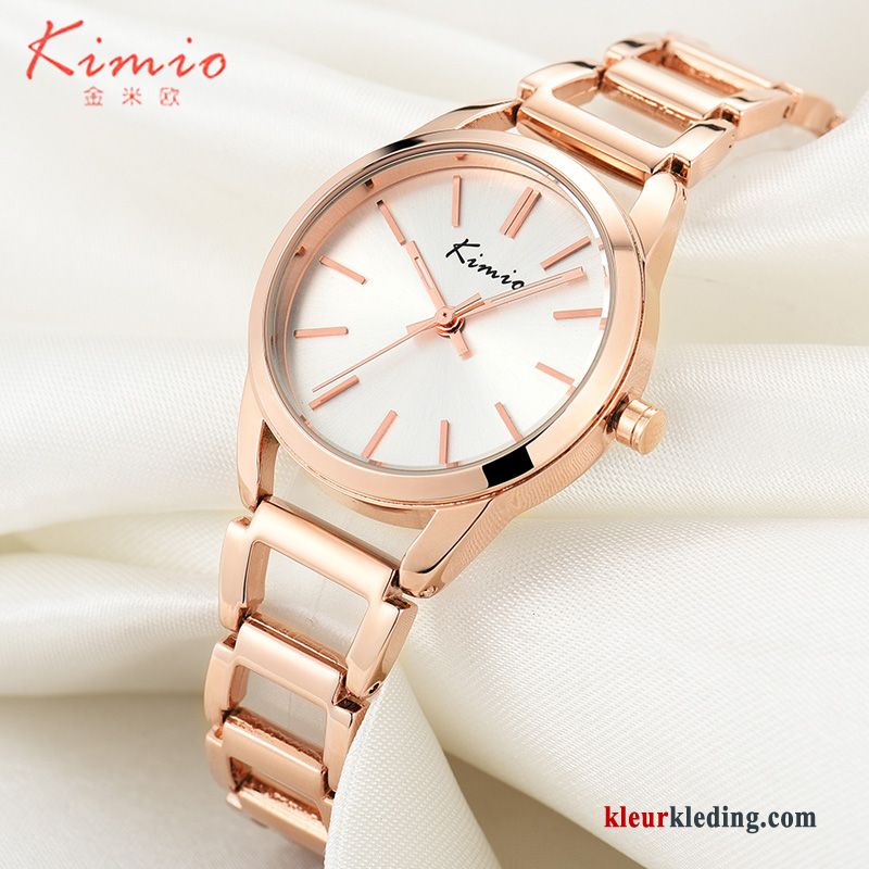 Kant Mode Quartz Horloge Dames Armbanden Groot Eenvoudig Gouden Beige