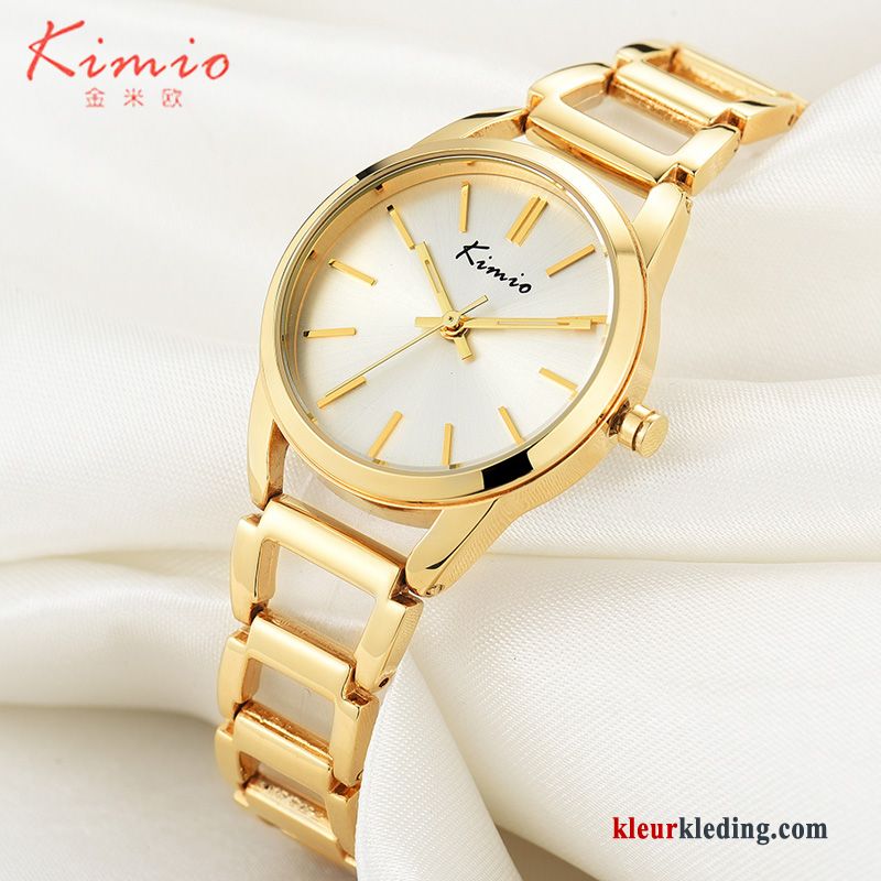 Kant Mode Quartz Horloge Dames Armbanden Groot Eenvoudig Gouden Beige