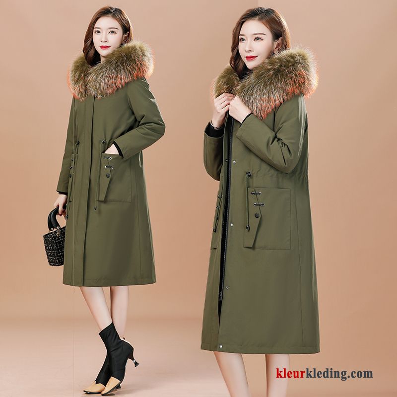 Katoenen Jas Nieuw Dames Hoodie Dunne Winter Kleding Groen Trenchcoat Herfst