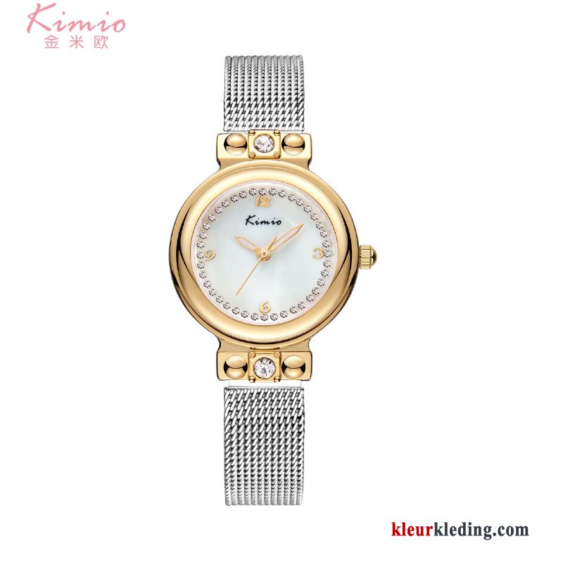 Ketting Dames Quartz Horloge Student Mode Waterdicht Eenvoudig Nieuw Gouden Beige