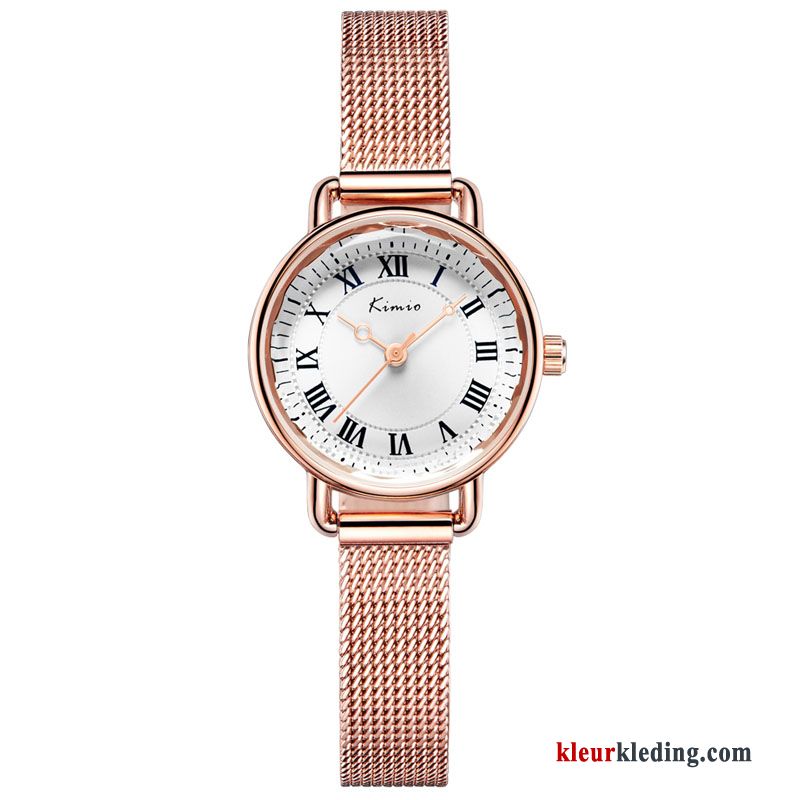 Klassiek Quartz Horloge Nieuw Casual Mode Vintage Student Dames Gouden