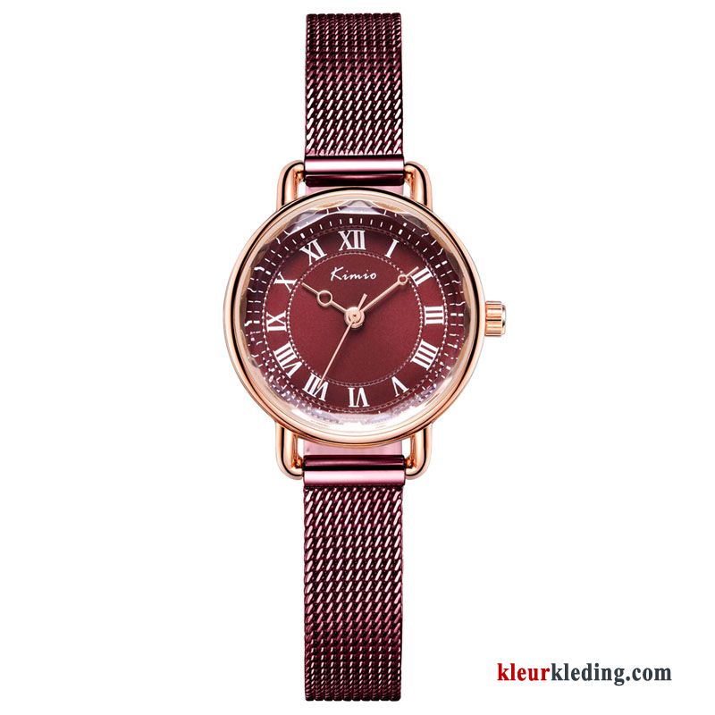 Klassiek Quartz Horloge Nieuw Casual Mode Vintage Student Dames Gouden