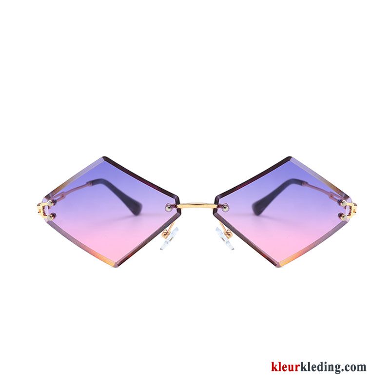 Kleur Mesh Dames Trend Heren Zonnebril Mini Ruit Rood Blauw Roze