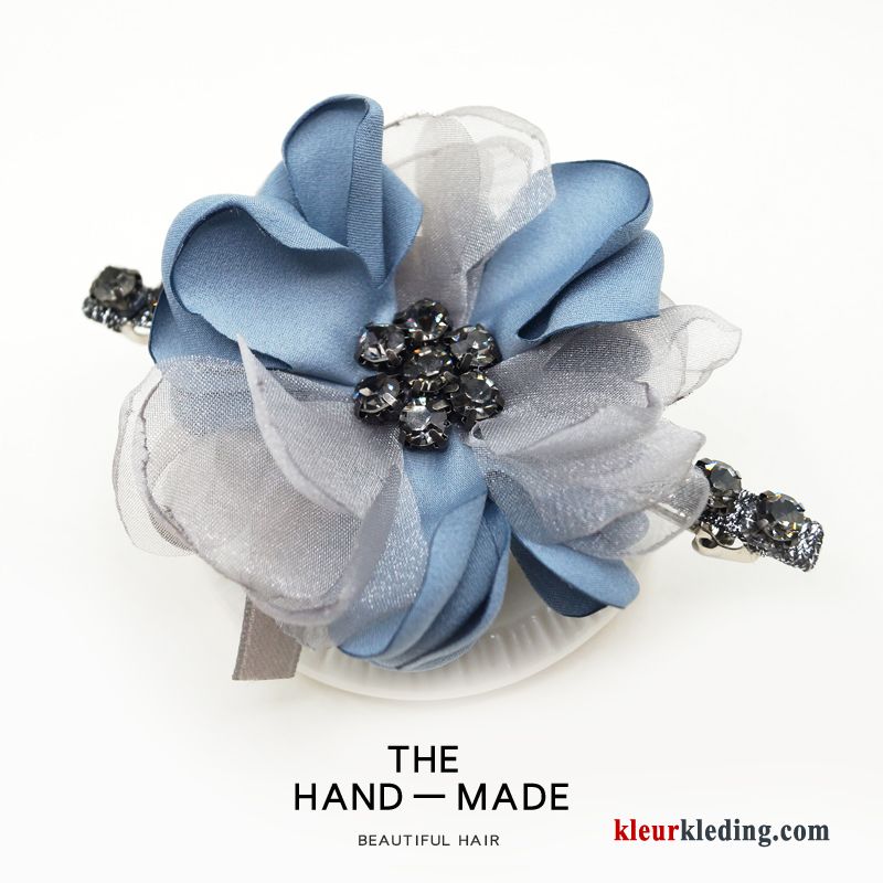 Kleurrijk Eenvoudig Haaraccessoires Veerklemmen Geruit Bloemen Strass Haarspeld Dames Blauw