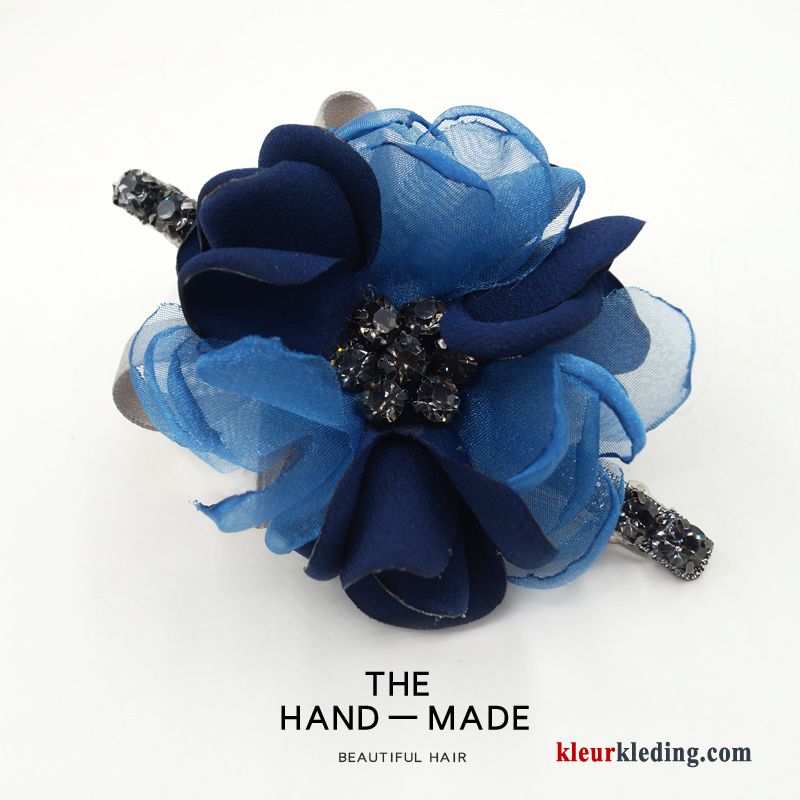 Kleurrijk Eenvoudig Haaraccessoires Veerklemmen Geruit Bloemen Strass Haarspeld Dames Blauw