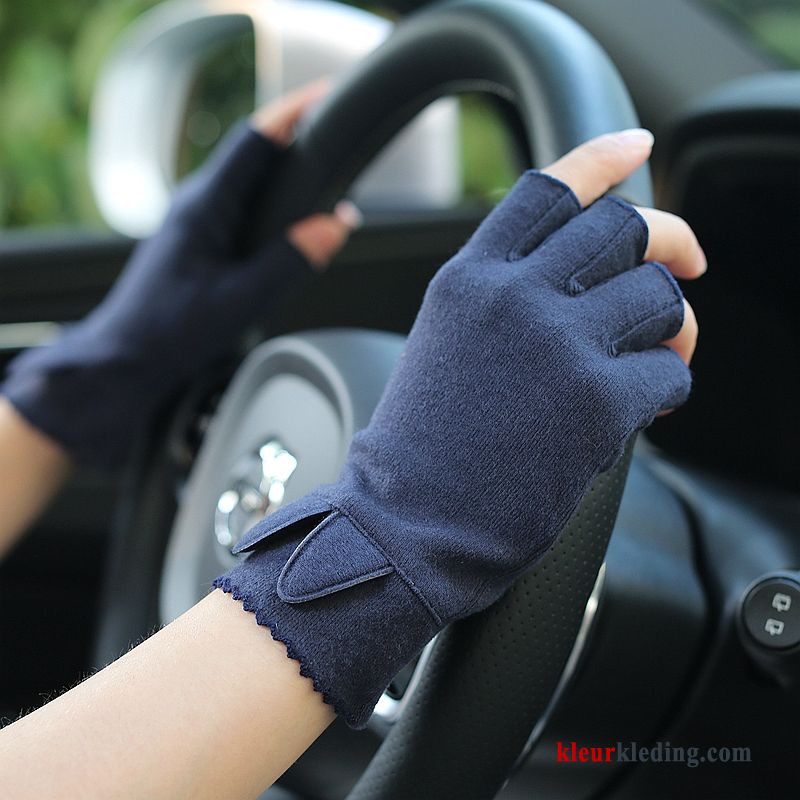Korte Blijf Warm Halve Vinger Autorijden Dames Grijs Handschoen Schattig