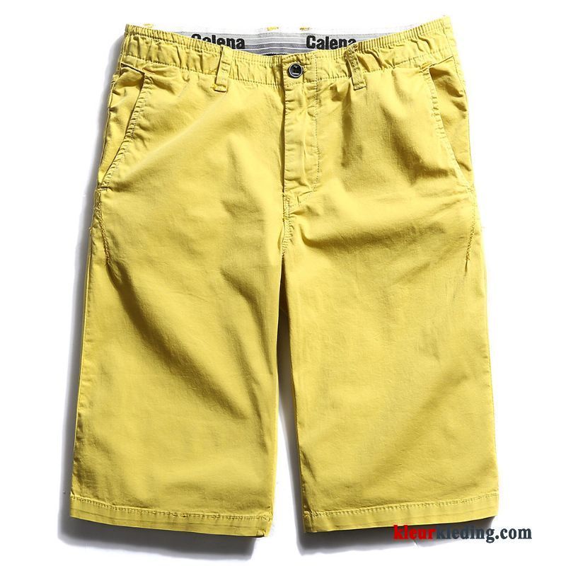 Korte Broek Cargo Broek Slim Fit Heren Trendy Merk Geel Groot Strand Zomer