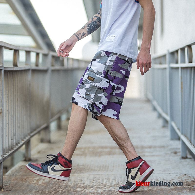 Korte Broek Cargo Losse Hip-hop Strand Casual Broek Zwart Meer Zakken Straat Heren