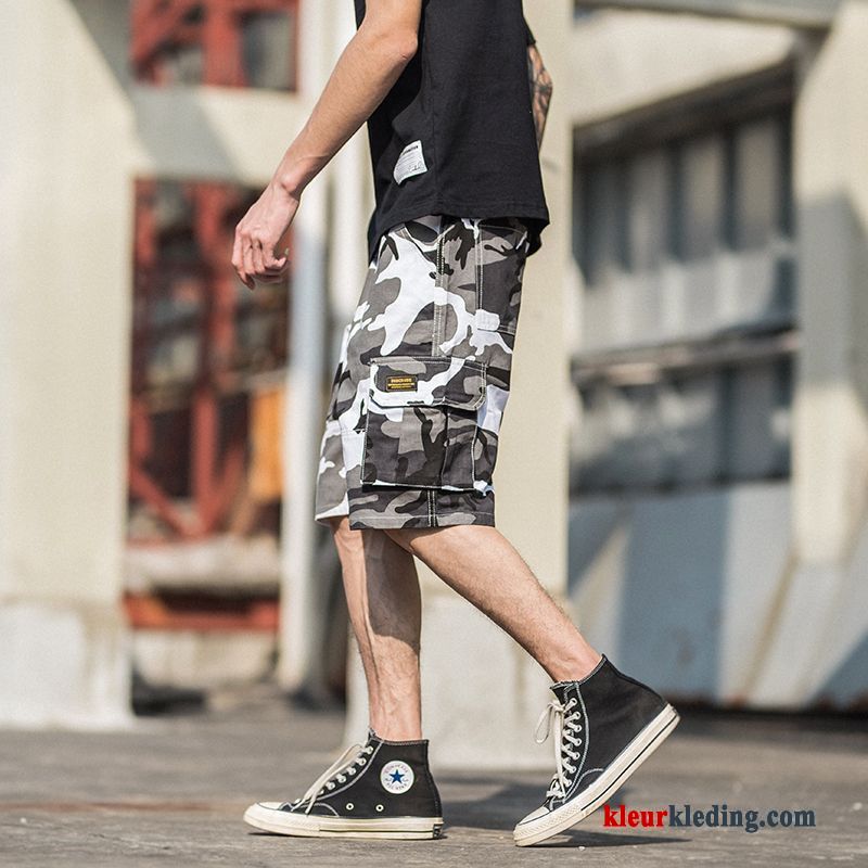 Korte Broek Cargo Losse Hip-hop Strand Casual Broek Zwart Meer Zakken Straat Heren