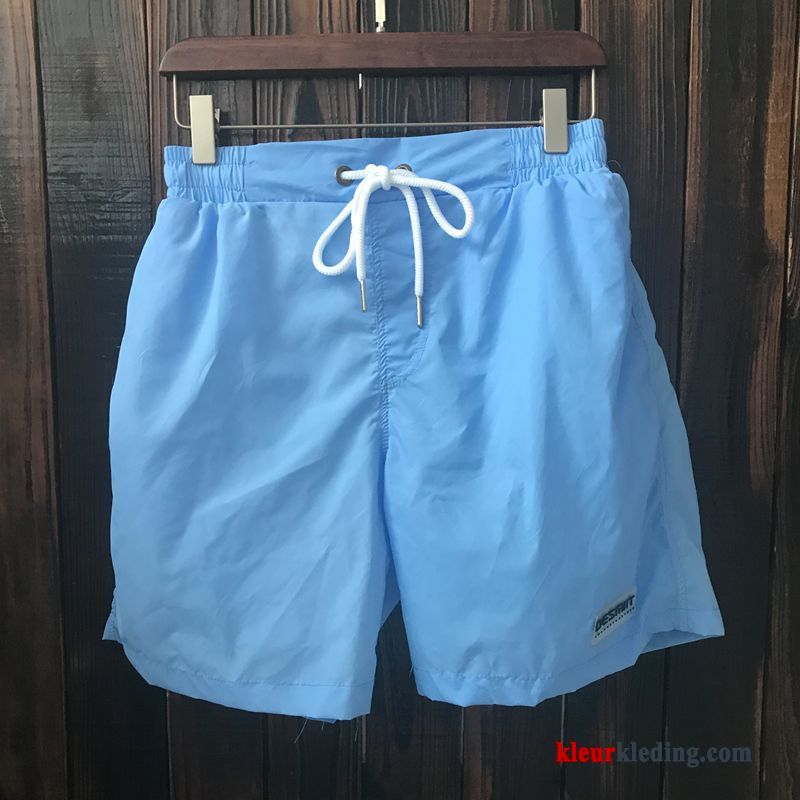 Korte Broek Geschiktheid Effen Kleur Losse Strand Heren Sport Riem Blauw