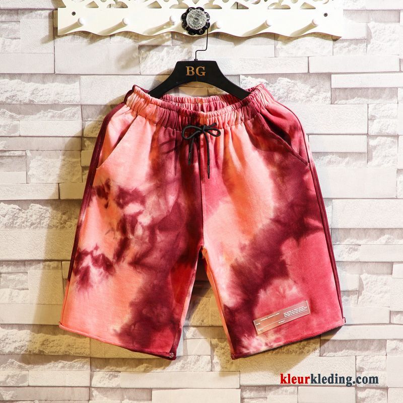 Korte Broek Trendy Merk Heren Rood Patroon Strand Losse Camouflage