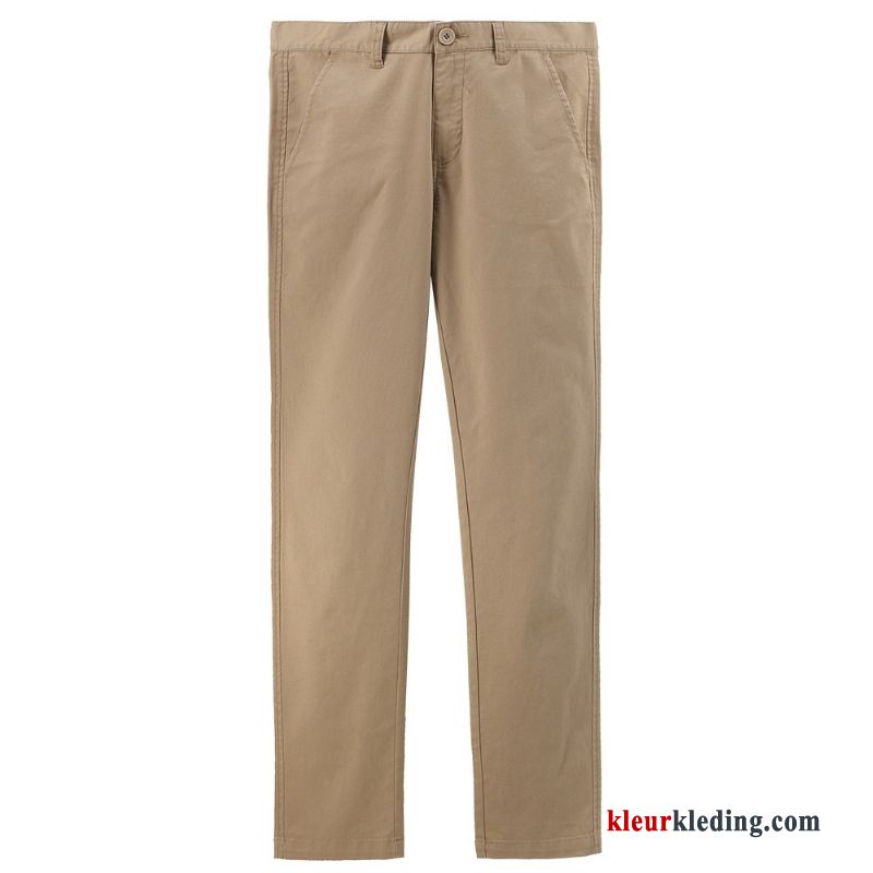 Lage Taille Casual Broek Heren Khaki Slim Fit Rechtdoor Elastiek