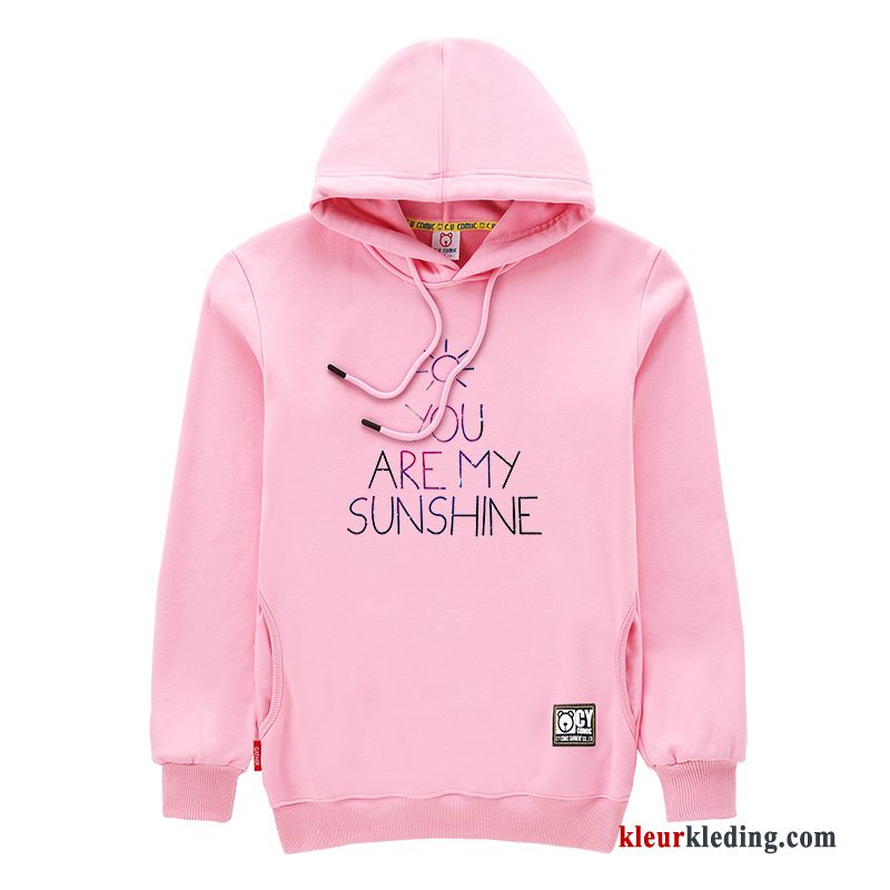 Lange Mouwen Losse Jas Hoodie Pullover Lovers Mannelijk Roze Heren