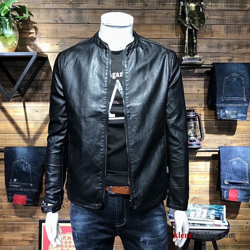 Leren Jas Jack Heren Nieuw Eenvoudige Slim Fit Jas Winter Leer