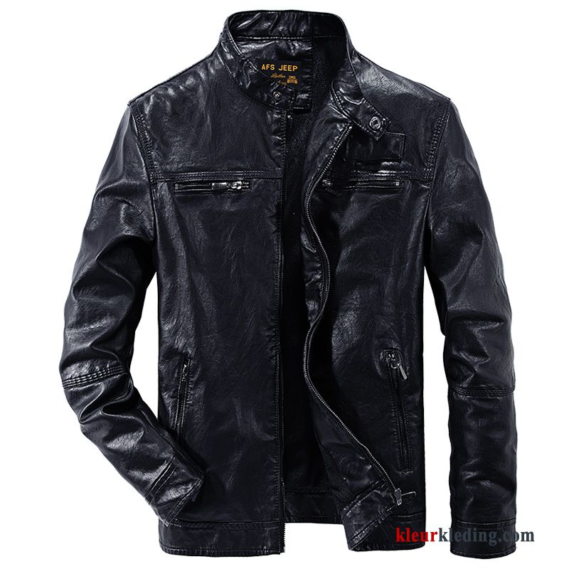 Leren Jas Jack Herfst Mooi Heren Slim Fit Motorfiets Mannelijk Pu Leer Bruine