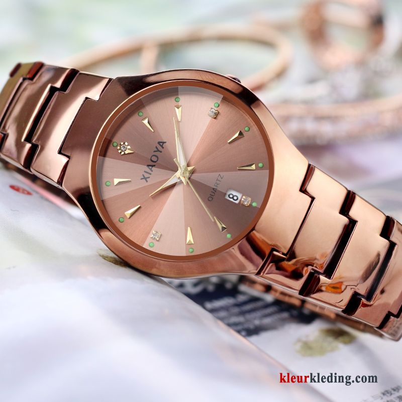 Lichtende Nachtwolken Waterdicht Casual Heren Horloge Student Eenvoudig Lovers Gouden