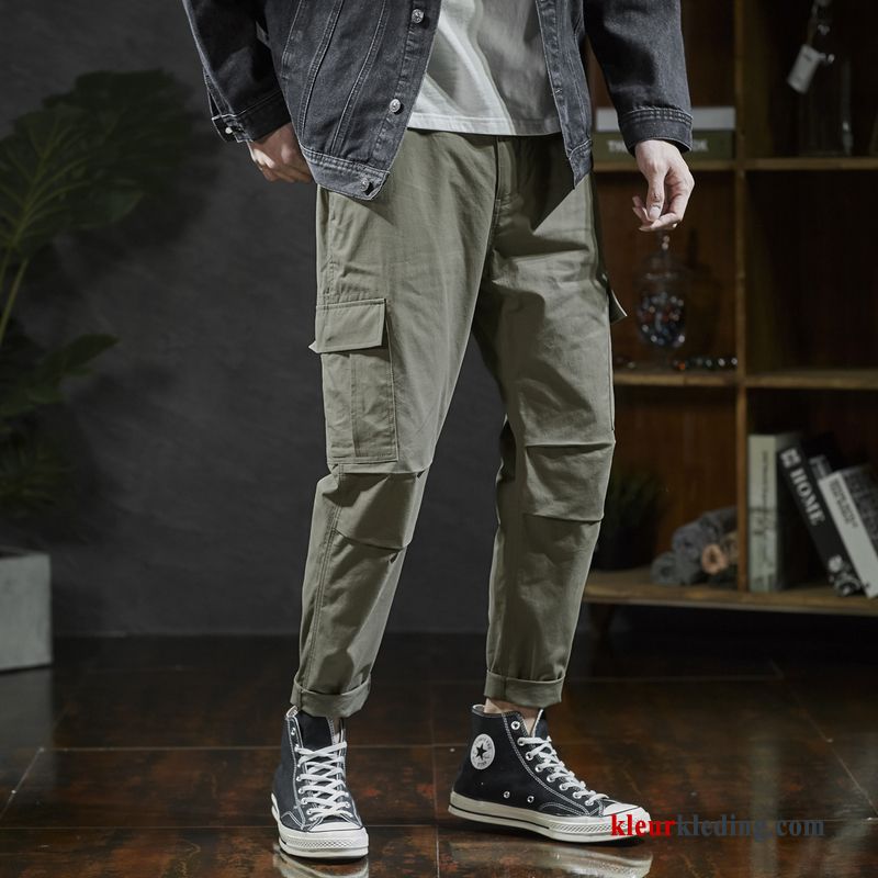 Losse Heren Cargo Broek Rechtdoor Voorjaar Trendy Merk Nieuw Casual Broek