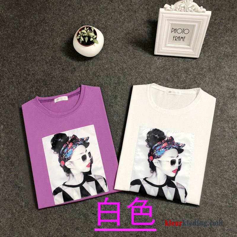 Losse Trend Korte Mouw Nieuw Jasje Dames Purper T-shirts