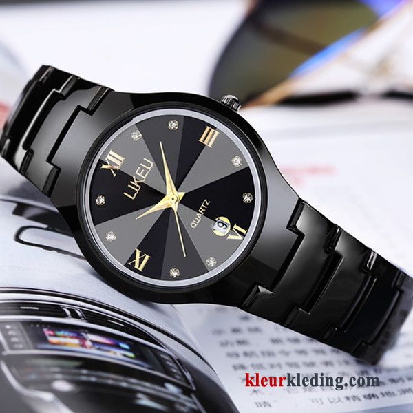 Lovers Heren Kalender Horloge Dames Echte Student Waterdicht Zwart