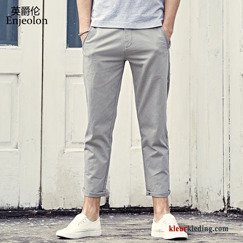 Mannelijk Casual Broek Heren Slim Fit Trend Zwart Rechtdoor Trendy Merk