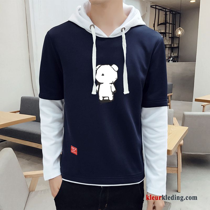 Mannelijk T-shirt Lange Mouw Student Hoodie Blauw Heren Jasje Trend