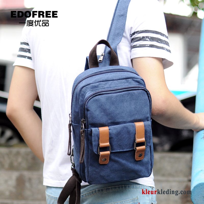 Messenger Tas Trend Mini Canvas Student Casual Heren Rugzak Blauw