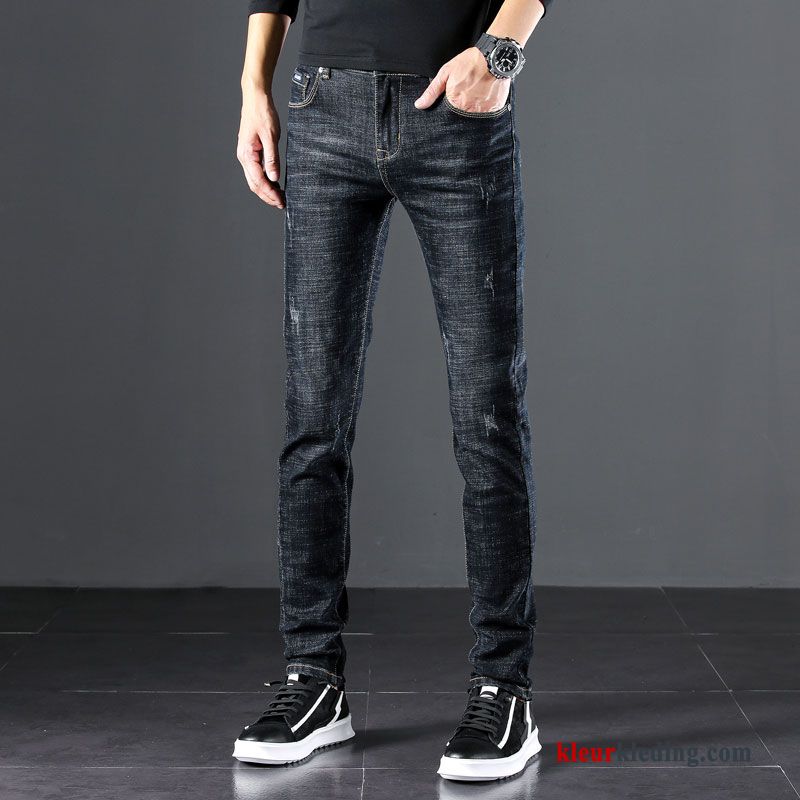 Mini Elastiek Broek Denim Trendy Merk Mode Spijkerbroek Jeans Mannelijk Heren