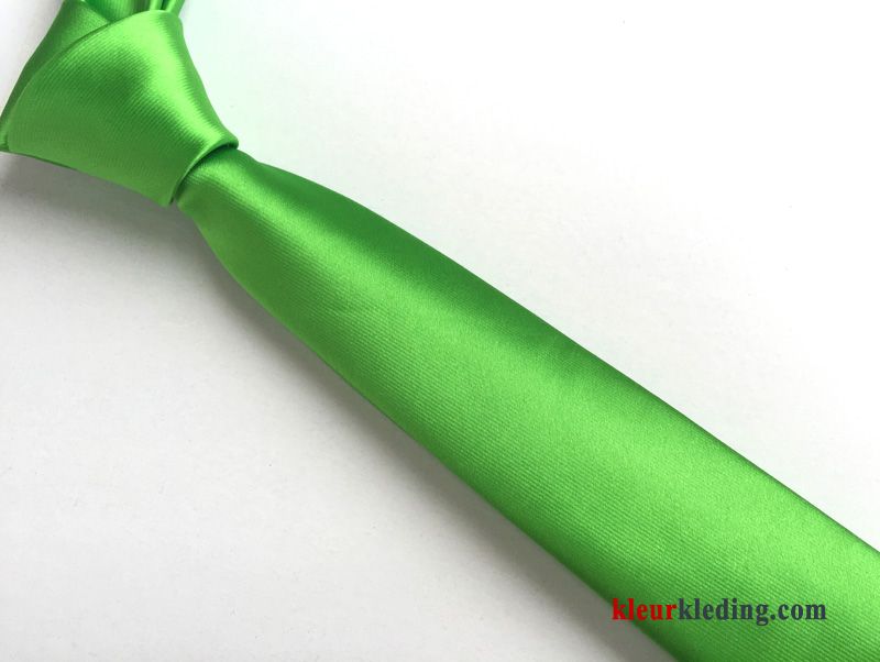 Mini Stropdas Groen 6 Centimeter Heren Effen Kleur Smal Fijne Zwart