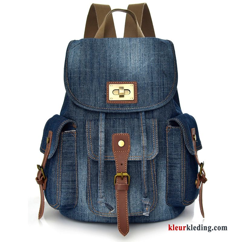 Mini Voorjaar Zomer Denim Rugzak Student Vintage Heren Blauw