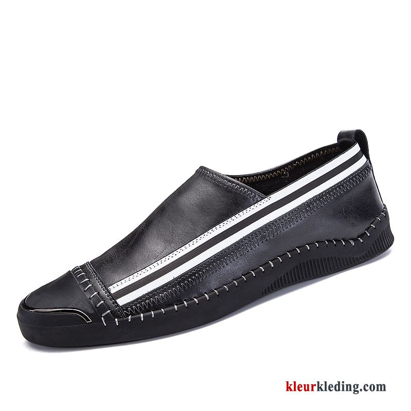 Mocassins 2018 Bootschoenen Casual Herfst Slip On Leren Schoenen Loafers Trend Heren Zwart