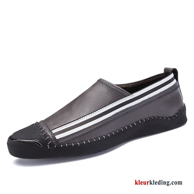 Mocassins 2018 Bootschoenen Casual Herfst Slip On Leren Schoenen Loafers Trend Heren Zwart