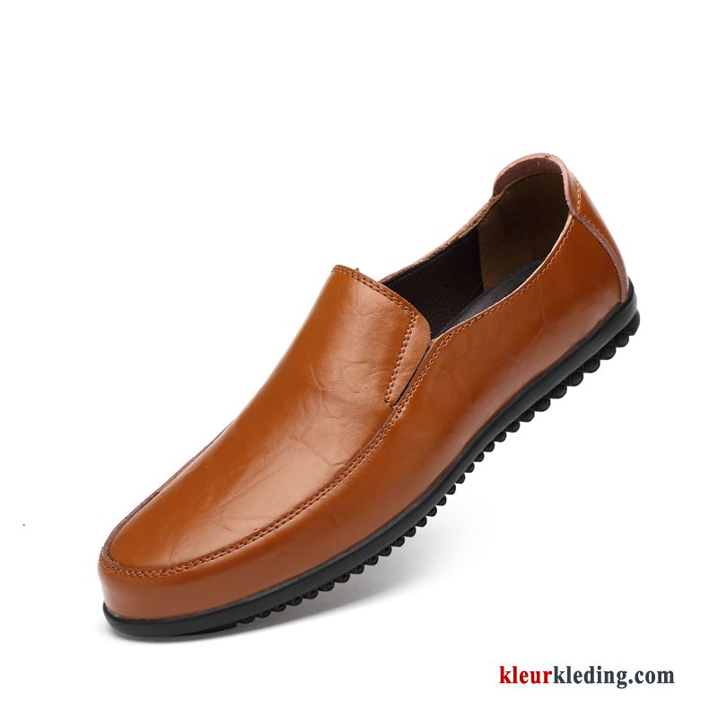 Mocassins Ademende Slip On Leren Schoenen Zomer Echt Leer Zachte Zolen Casual Bootschoenen Heren