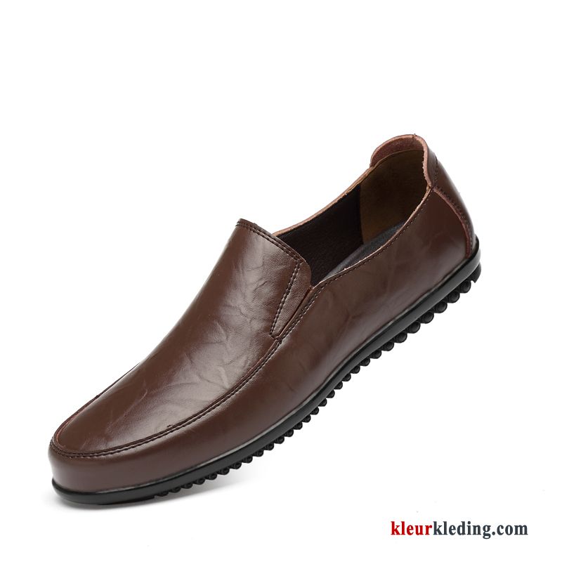 Mocassins Ademende Slip On Leren Schoenen Zomer Echt Leer Zachte Zolen Casual Bootschoenen Heren