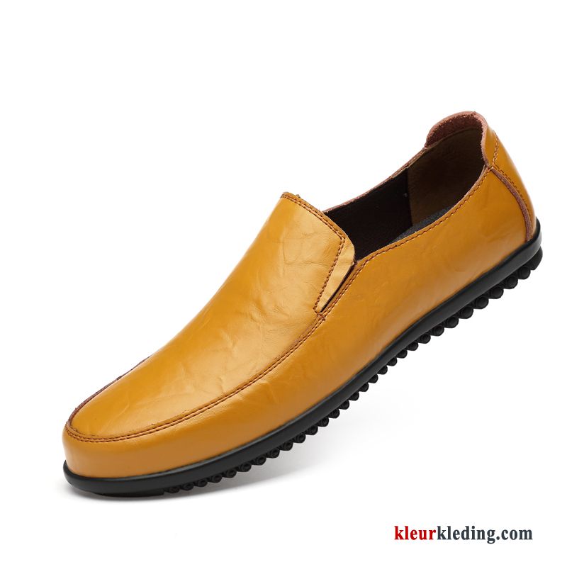 Mocassins Ademende Slip On Leren Schoenen Zomer Echt Leer Zachte Zolen Casual Bootschoenen Heren