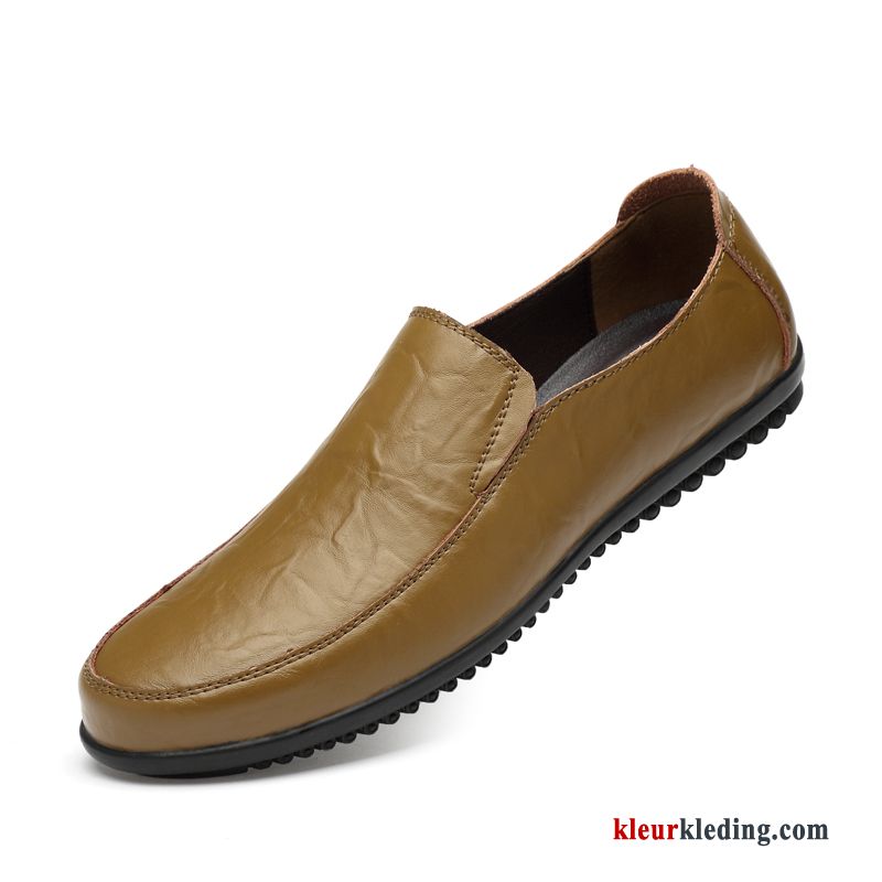 Mocassins Ademende Slip On Leren Schoenen Zomer Echt Leer Zachte Zolen Casual Bootschoenen Heren